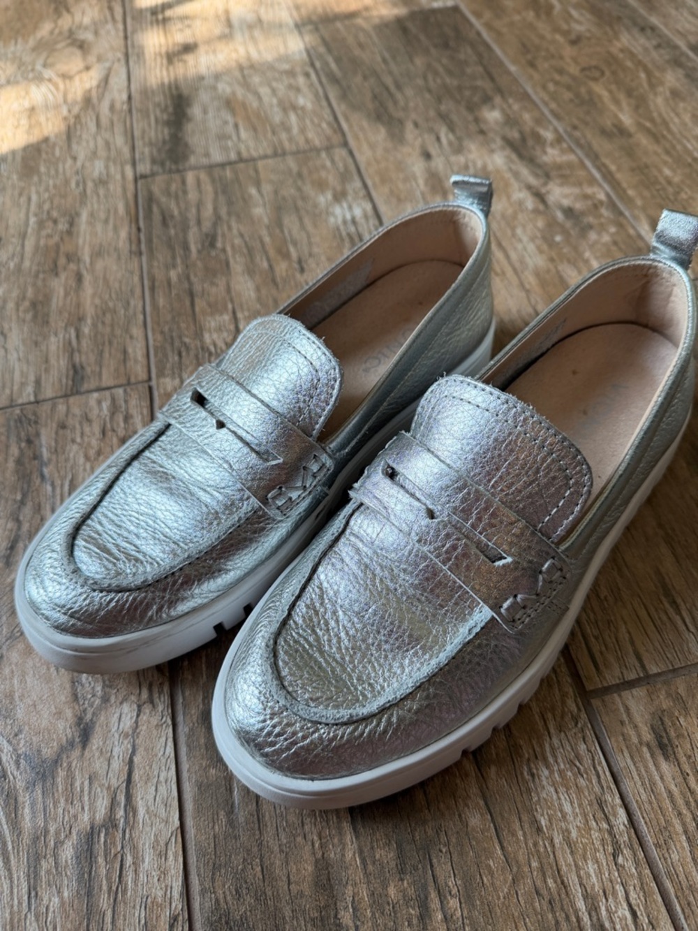Vionic Metallic Silver Penny Loafers